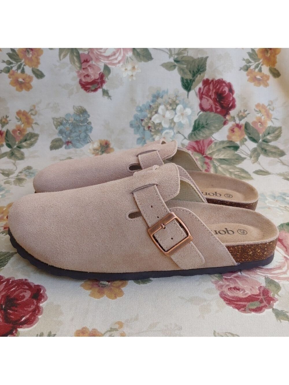 Qomfort Suede Tan Leather Clogs Slip-On Shoes Women's size US 10 Euro 42 NWOT - Picture 10 of 17